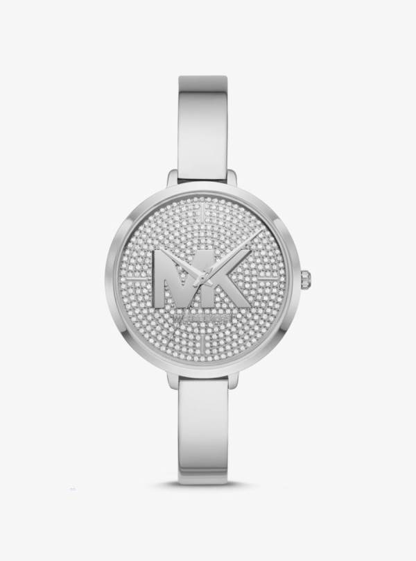 Damske Sliver-tone Hodinky Michael Kors Charley Pavé Strieborne - Hodinky Michael Kors Levně | GBQNX-2301